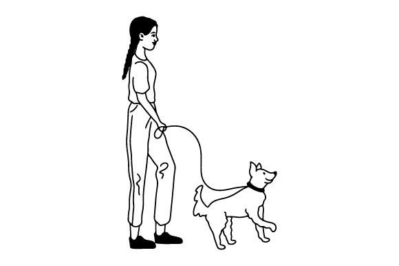 African-American Girl Walking the Dog