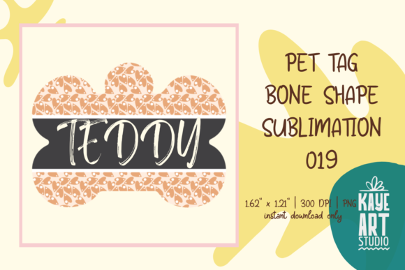 Bone Shape Dog Tag Sublimation PNG 019