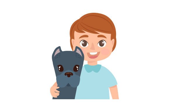 Boy with Blue Cane Corso Dog