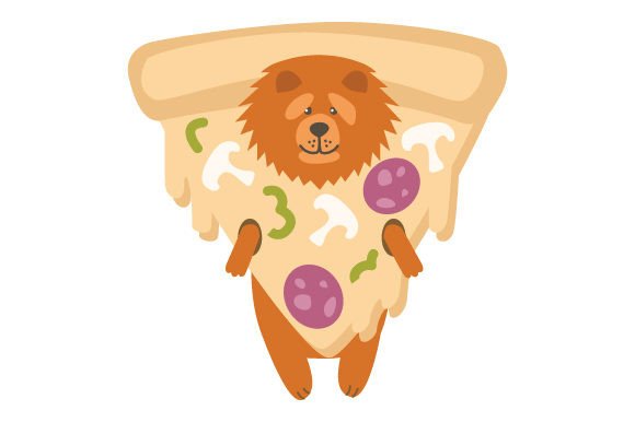 Chow-Chow Dog Wearing Pizza Costume