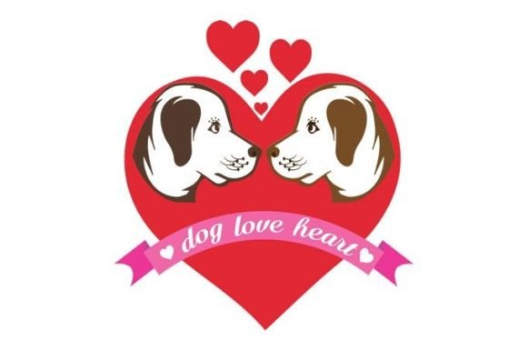Dog Love Heart Designs Vector Illustrati