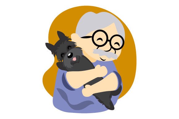 Grandfather With Scottish Terrier Dog