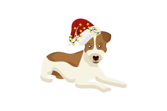 Jack Russell Dog Wearing a Santa Hat
