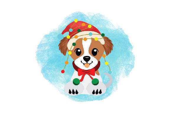 Jack Russell Dog Wearing a Santa Hat - Watercolor