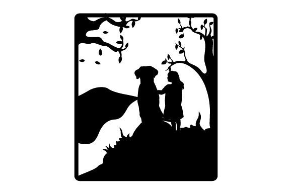 Little Girl and Dog - Silhouette