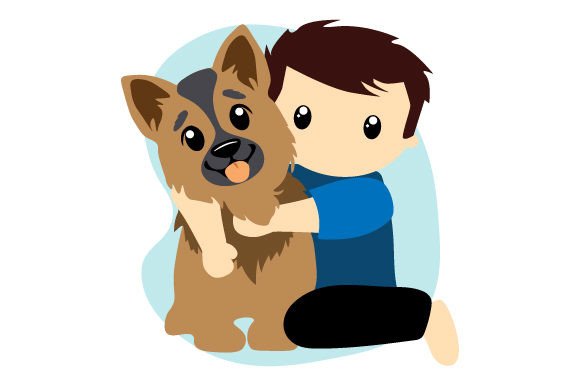 Man with German Shepherd Dog