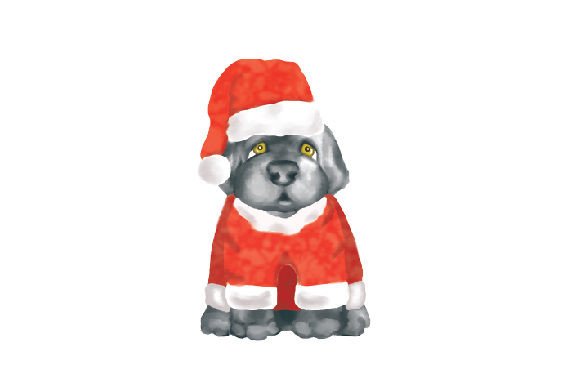 Newfoundland Dog - Christmas Costume, Watercolor