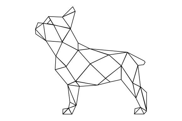 Polygon Dog Full Body Line Art